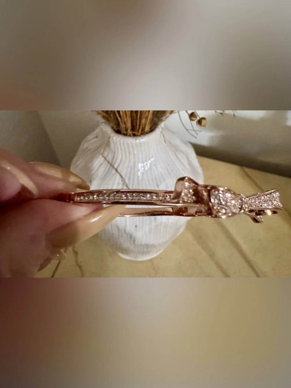 kate spade Love Notes Hinged Gold Bow Bangle Bracelet with Crystal Accents